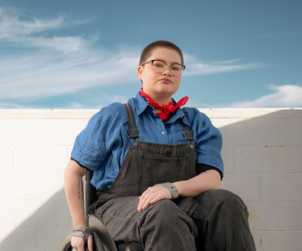 young person impacted by cancer wearing a canteen bandanna to support this youth cancer foundation