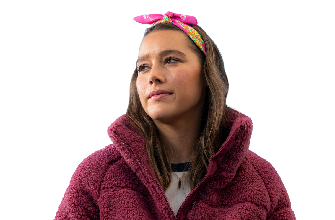 a young person impacted by cancer wearing a bandanna