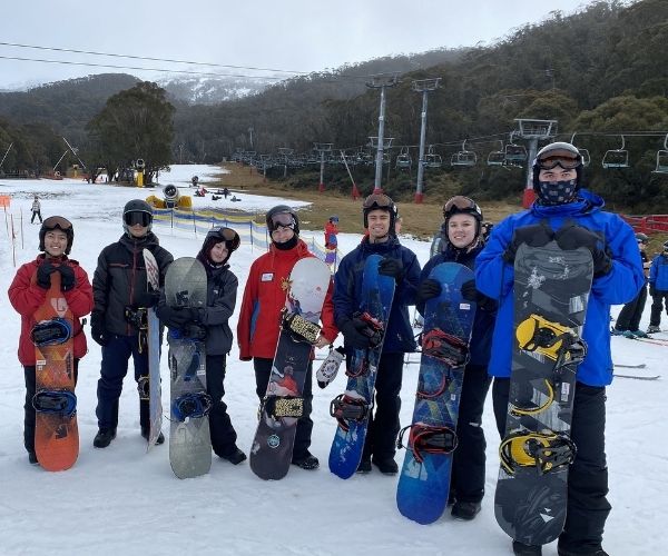 group of young people on a canteen snow trip event