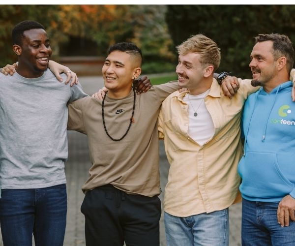 a group of young men on Canteens peer program for connection