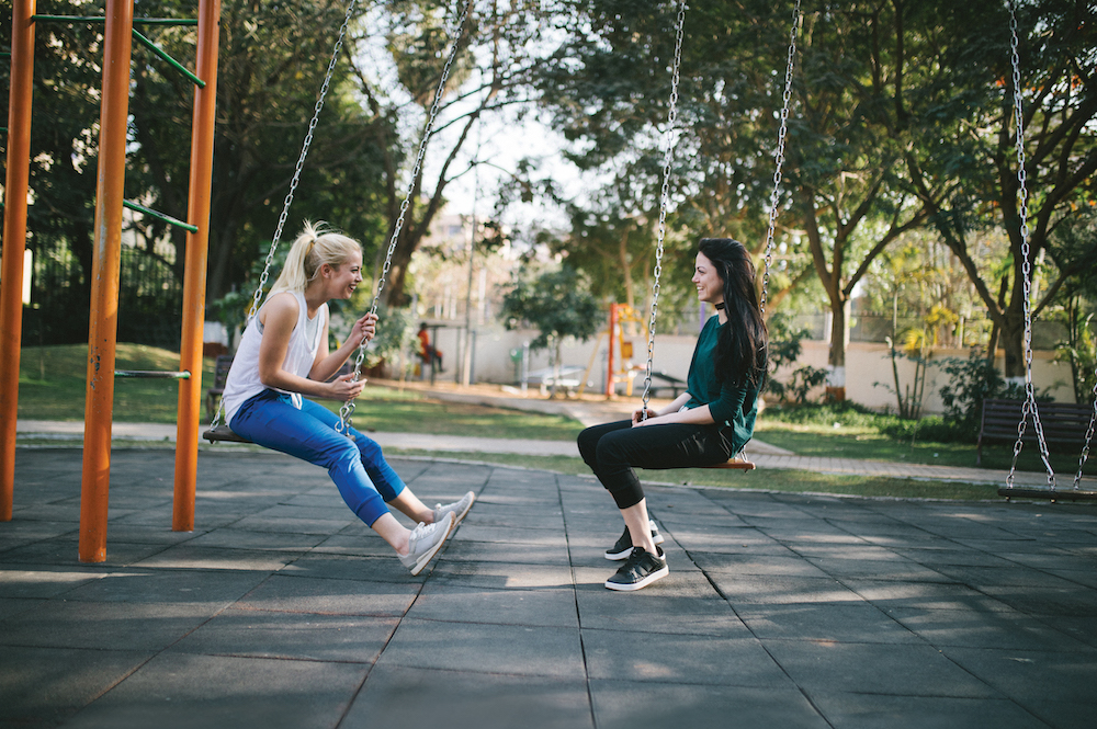 friends on swing