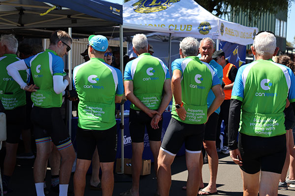 A group of Canteen Life Cycle riders from behind