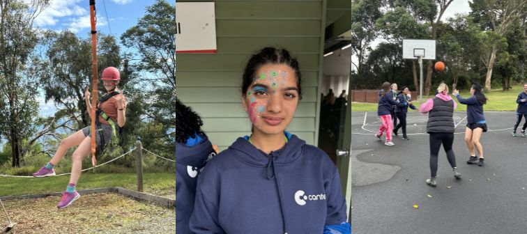 3 images of young people attending a canteen camp