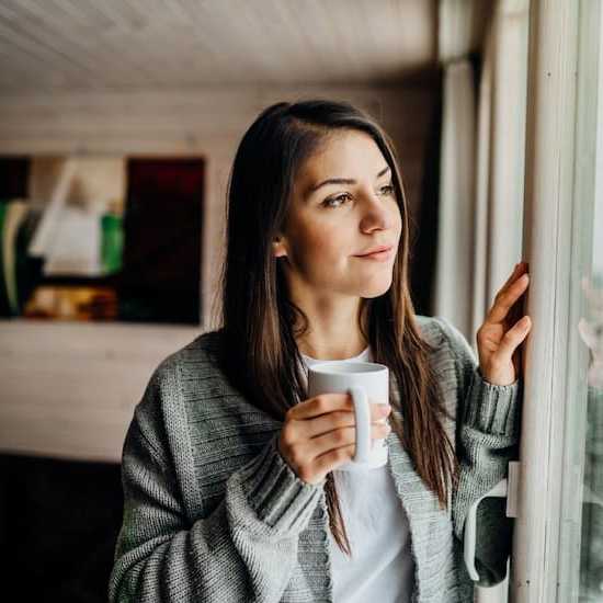 Young woman practicing self care