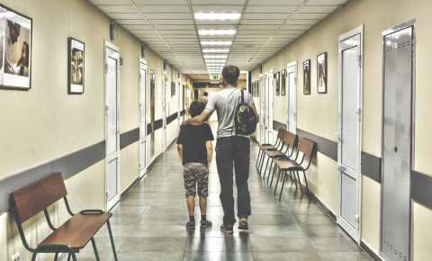 father and son at hospital