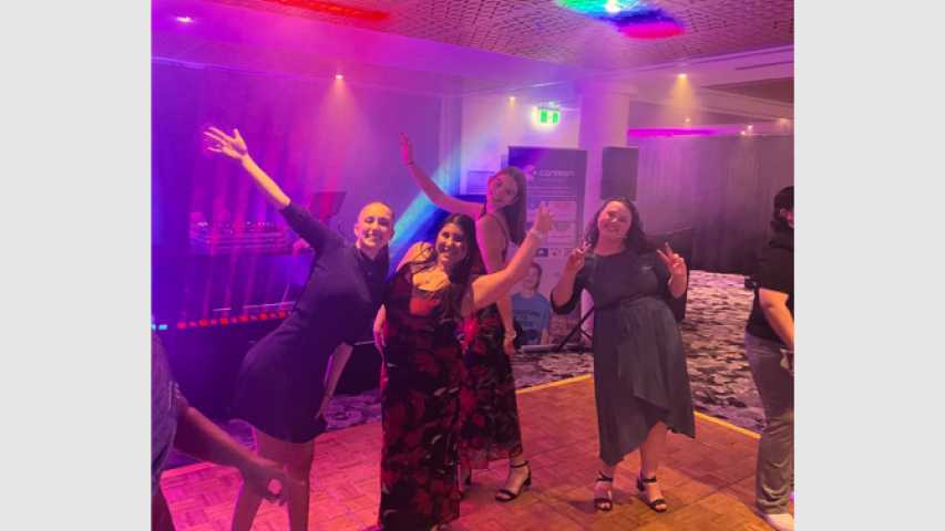 Group shot on the dance floor at the Canteen Youth Leadership Festival 2023